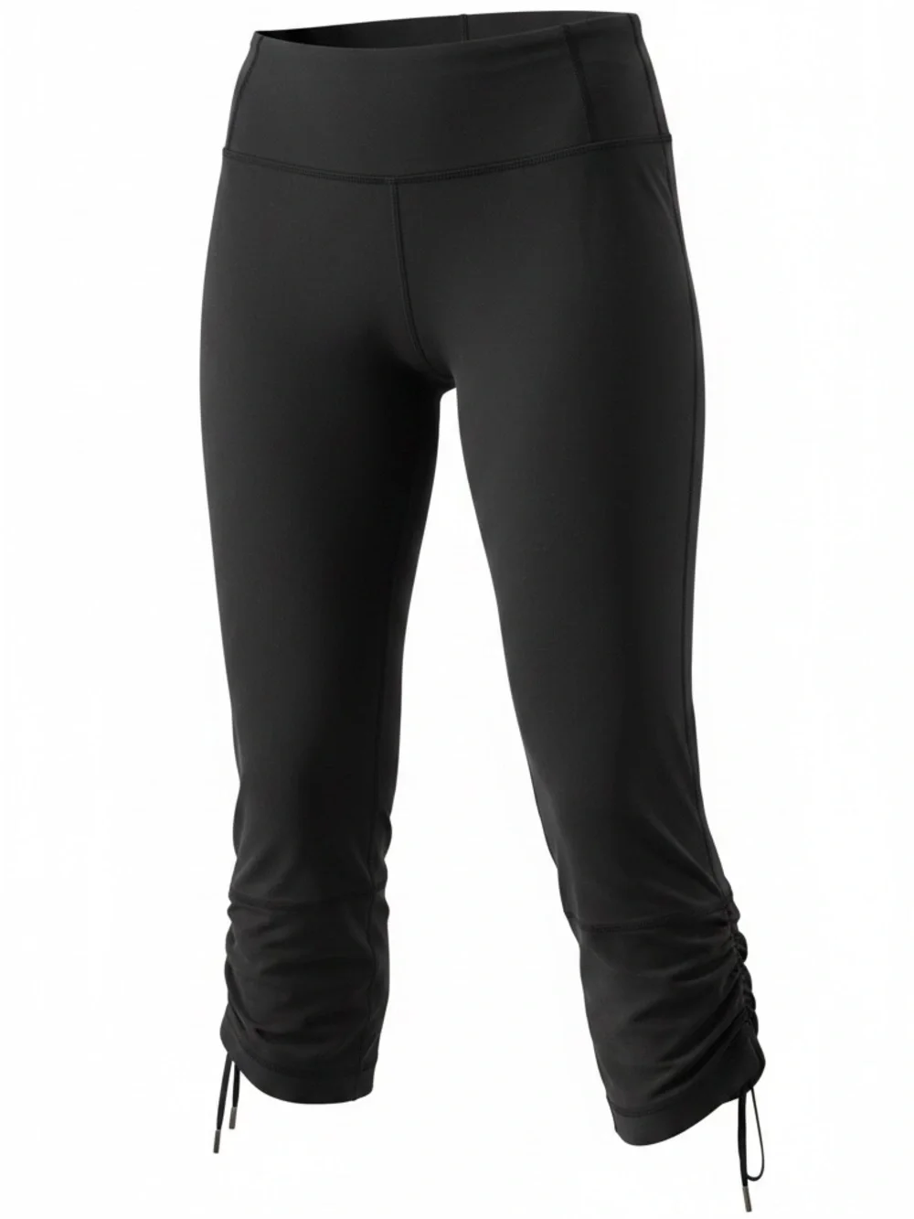 lululemon athletica Black Capri Leggings with Drawstring Ruched Ankles bow tie 6